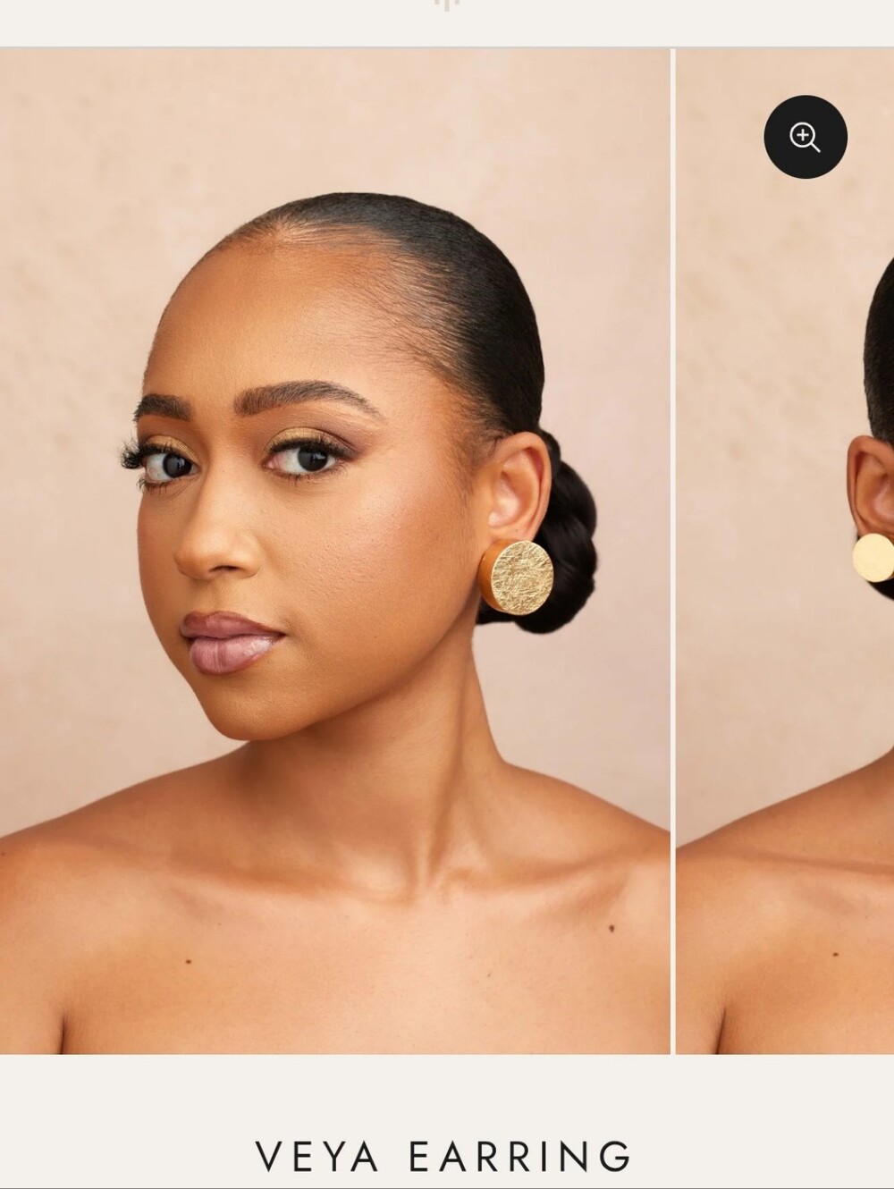 Veya Khoi Gold Textured Round Statement Earrings LARGE
